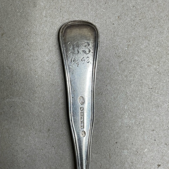 1883 Denmark Silver Serving Spoon Carl S Moinichen Monogram 4/16/1892 - Picture 6 of 10